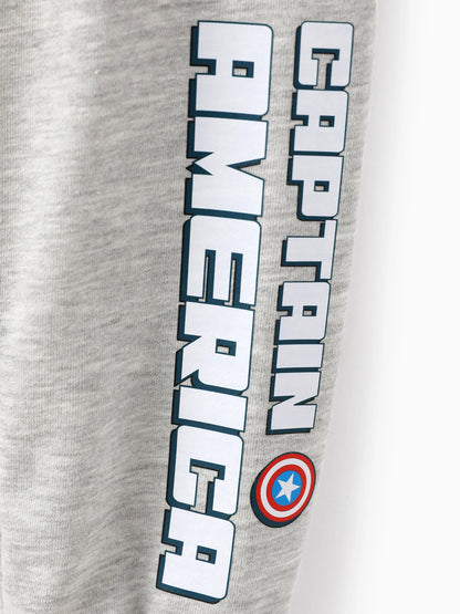 Marvel Toddler/ Kid Boy 2pcs Captain America Costume Sweatshirt and Pants Set with Built-in Mask Grey