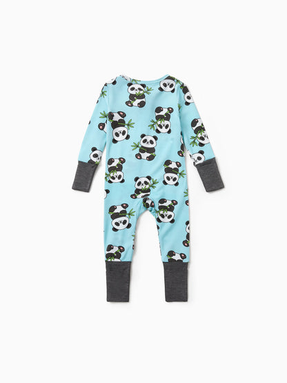 Kids Baby / Girl Bamboo Pajamas With Childlike Print (Snug-Fitting) Light Blue