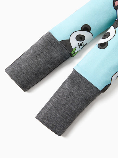 Kids Baby / Girl Bamboo Pajamas With Childlike Print (Snug-Fitting) Light Blue