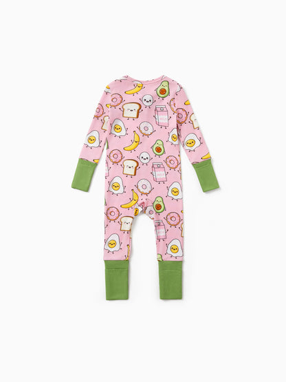 Kids Baby / Girl Bamboo Pajamas With Childlike Print (Snug-Fitting) Peach Pink