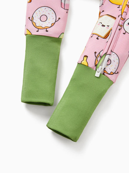 Kids Baby / Girl Bamboo Pajamas With Childlike Print (Snug-Fitting) Peach Pink