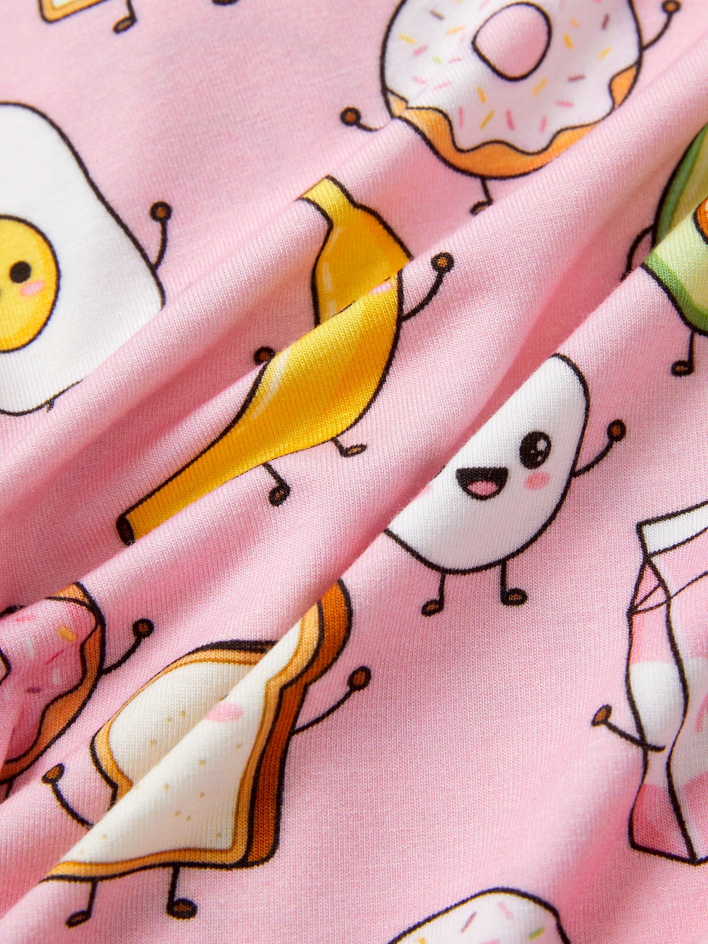 Kids Baby / Girl Bamboo Pajamas With Childlike Print (Snug-Fitting) Peach Pink