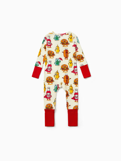 Kids Baby / Girl Bamboo Pajamas With Childlike Print (Snug-Fitting) Red