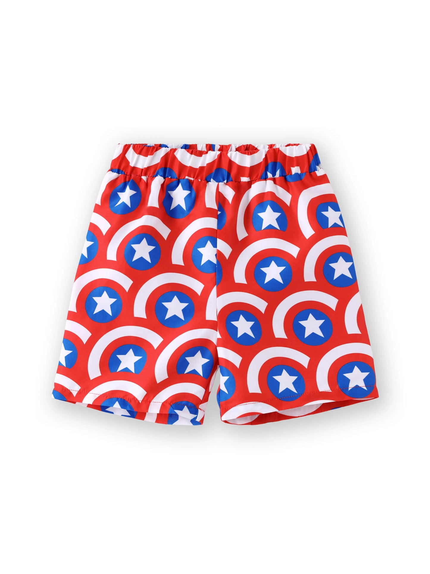 Marvel Toddler/Kid Boy 2pcs Captain America UPF50+ Allover Print Tops and Trunks Swimsuit Set Blue