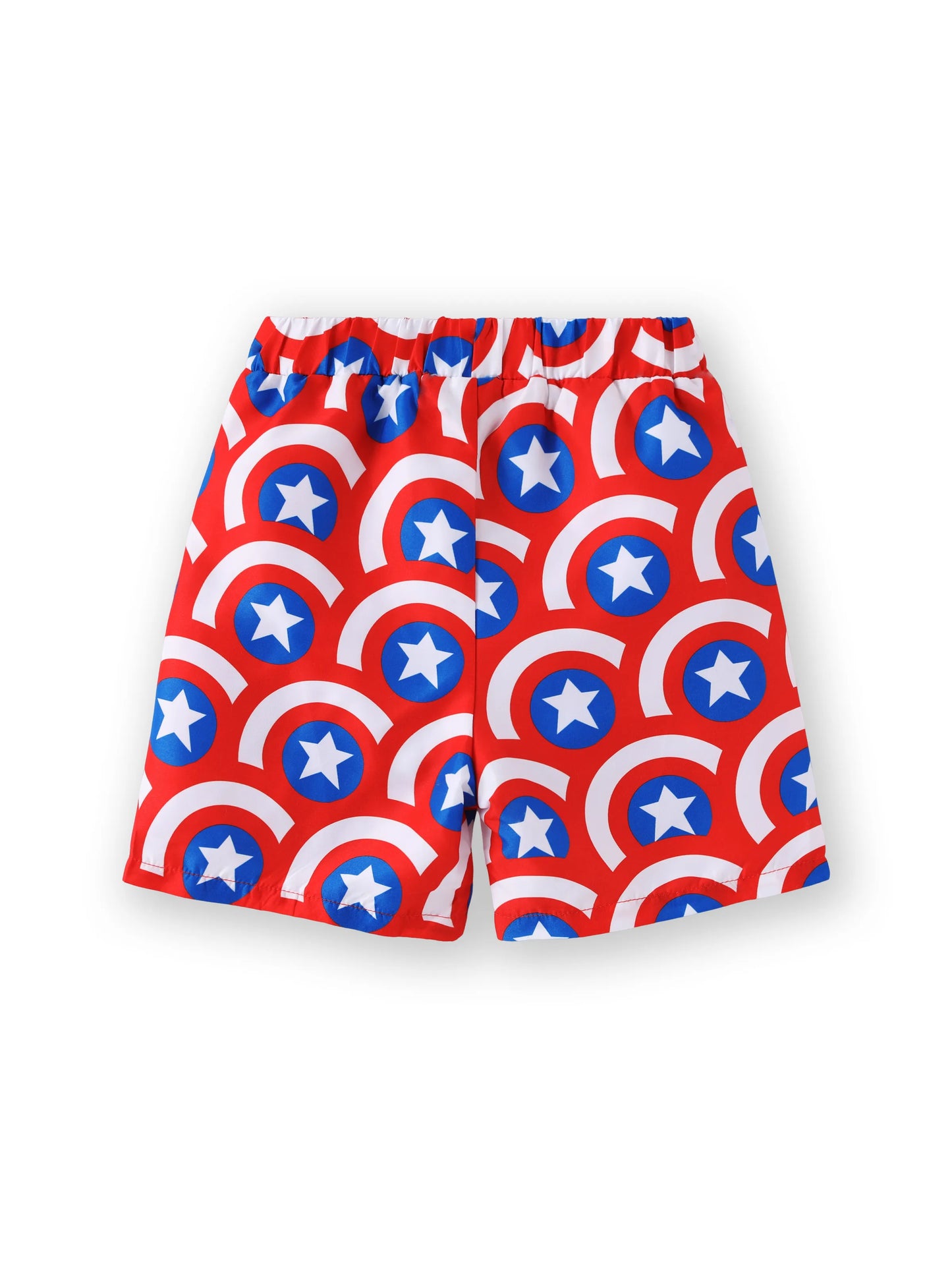 Marvel Toddler/Kid Boy 2pcs Captain America UPF50+ Allover Print Tops and Trunks Swimsuit Set Blue