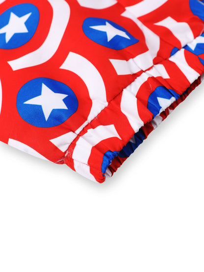 Marvel Toddler/Kid Boy 2pcs Captain America UPF50+ Allover Print Tops and Trunks Swimsuit Set Blue