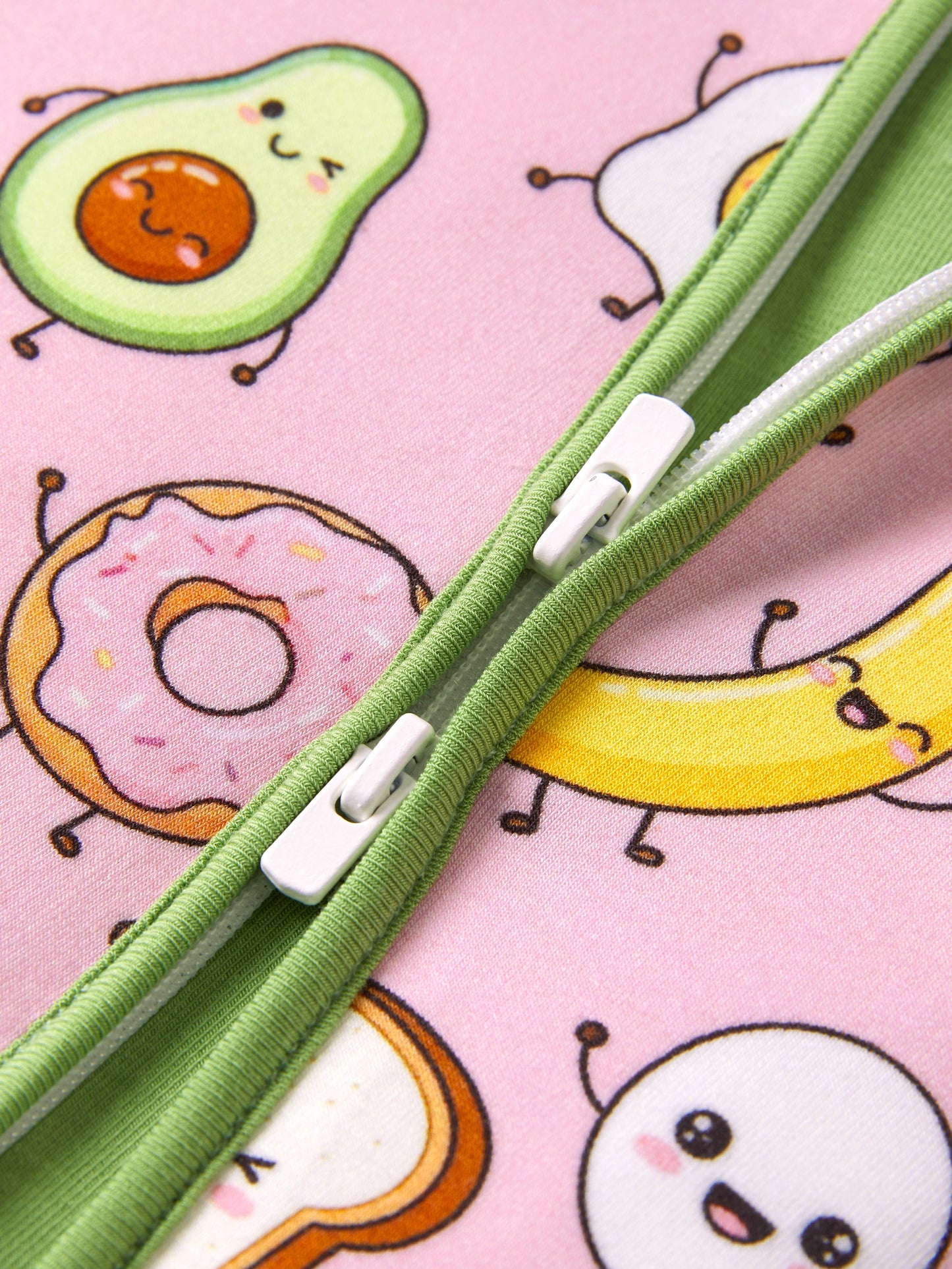 Bamboo Baby Boy /  Girl 2-Way Zip Onesies Anti Slip Childlike Food Pattern Bamboo Sleepwear (Snug-Fitting)
 Light Pink