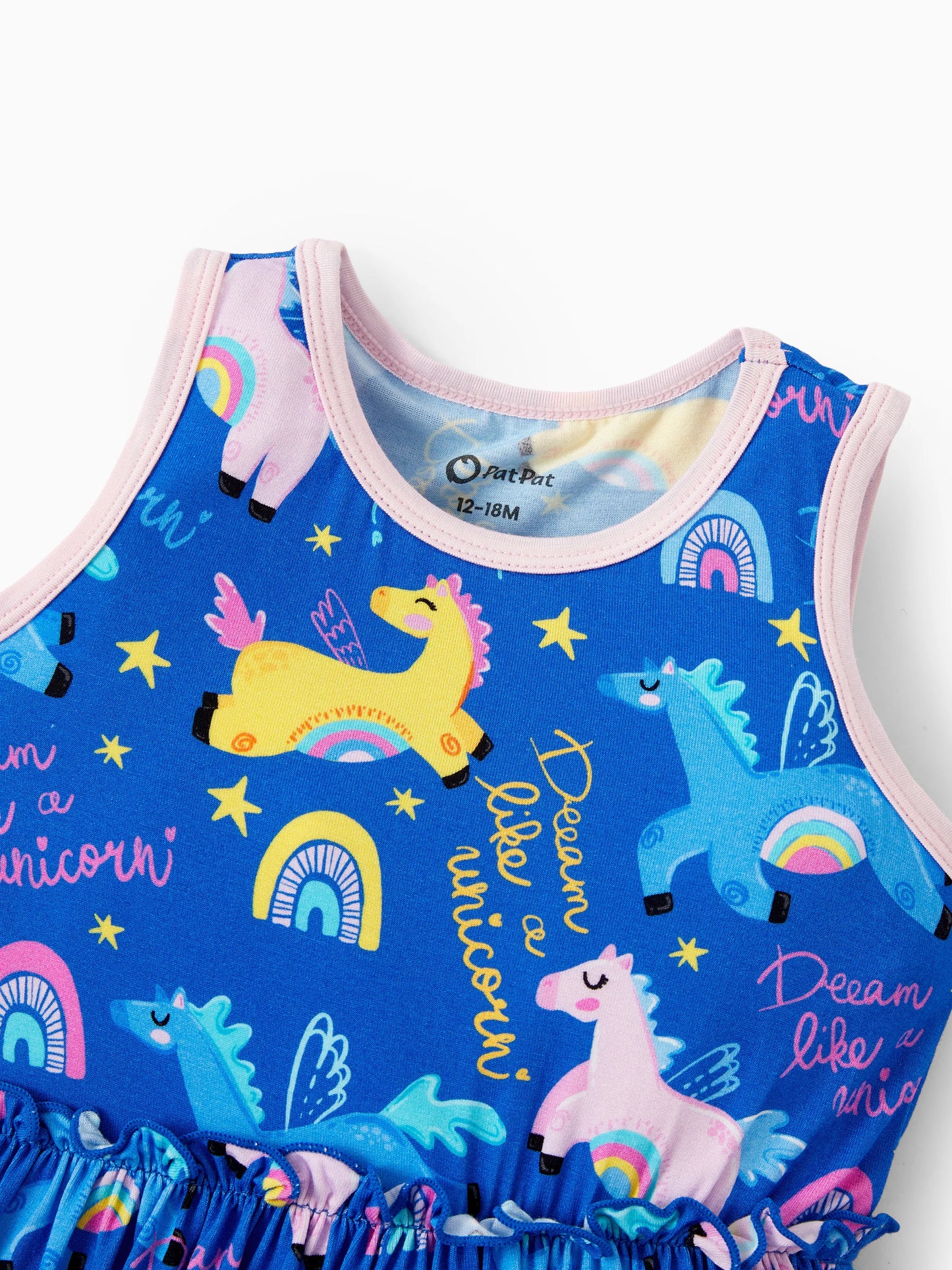 Bamboo Baby Girl Solid Color and Cartoon Animal Pattern 2-Piece Sleeveless Dress With Bodysuit Set Pink