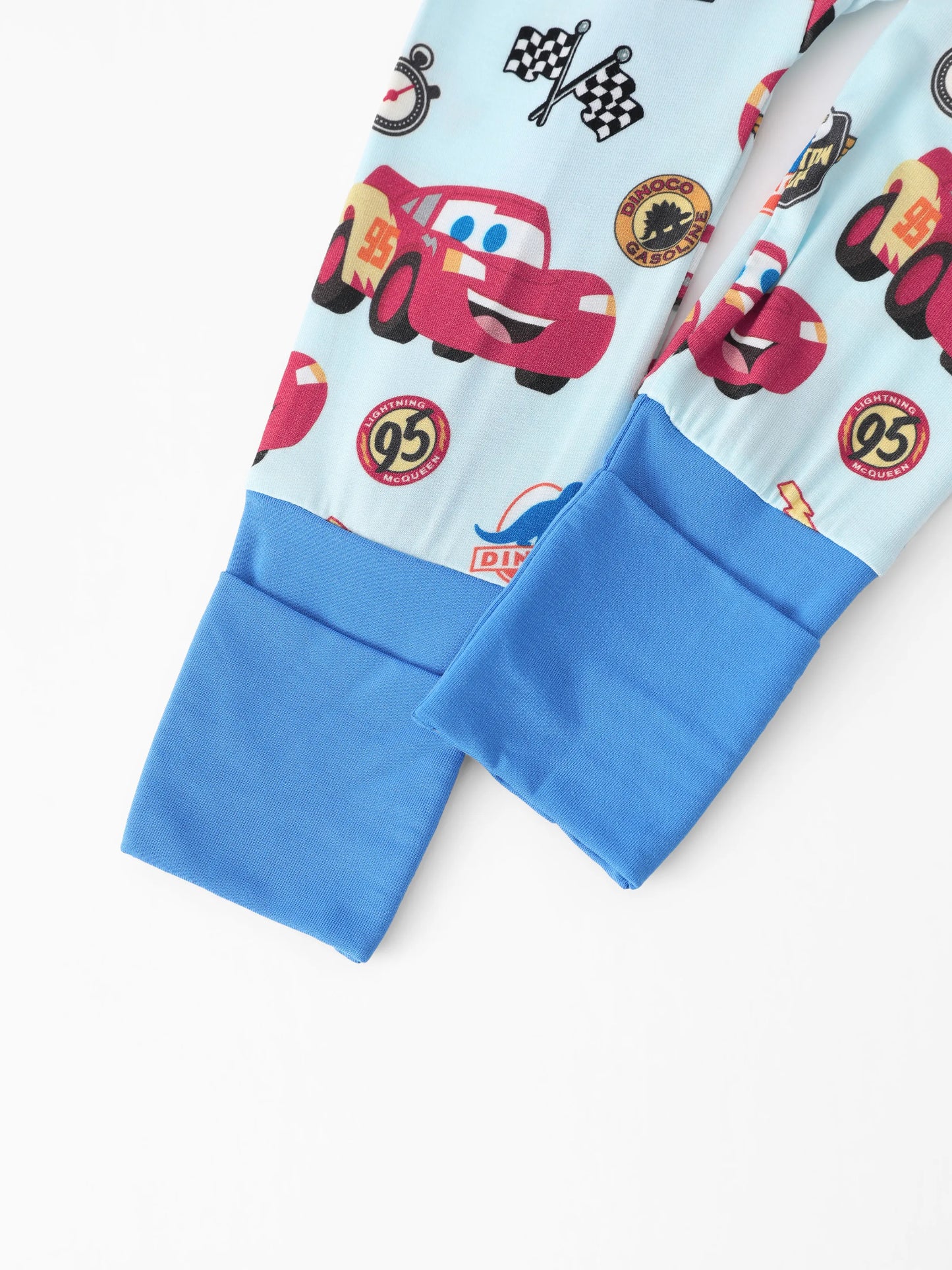 Cars Bamboo Baby Boy Lightning McQueen 2-Way Zip Onesies Anti Slip Long-sleeve Footie Blue