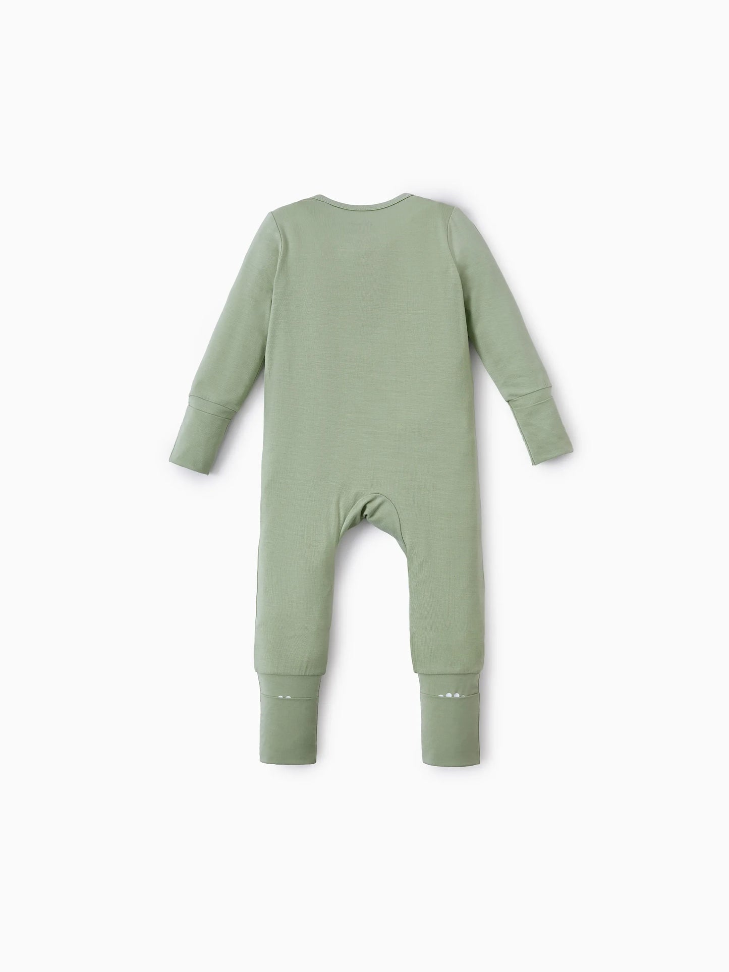 Bamboo Baby Boy/Girl 2-Pack Natural Animal or Plant Long Sleeve Romper 2-Way Zip Anti Slip Footie Green