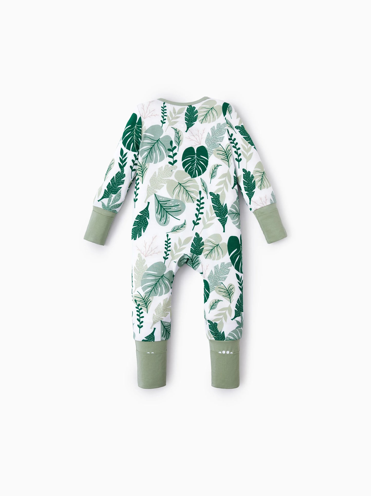 Bamboo Baby Boy/Girl 2-Pack Natural Animal or Plant Long Sleeve Romper 2-Way Zip Anti Slip Footie Green