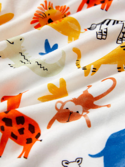 Bamboo Baby Boy/Girl Cartoon Printed 2-Way Zip Onesies Anti Slip Long-sleeve Footie Yellow