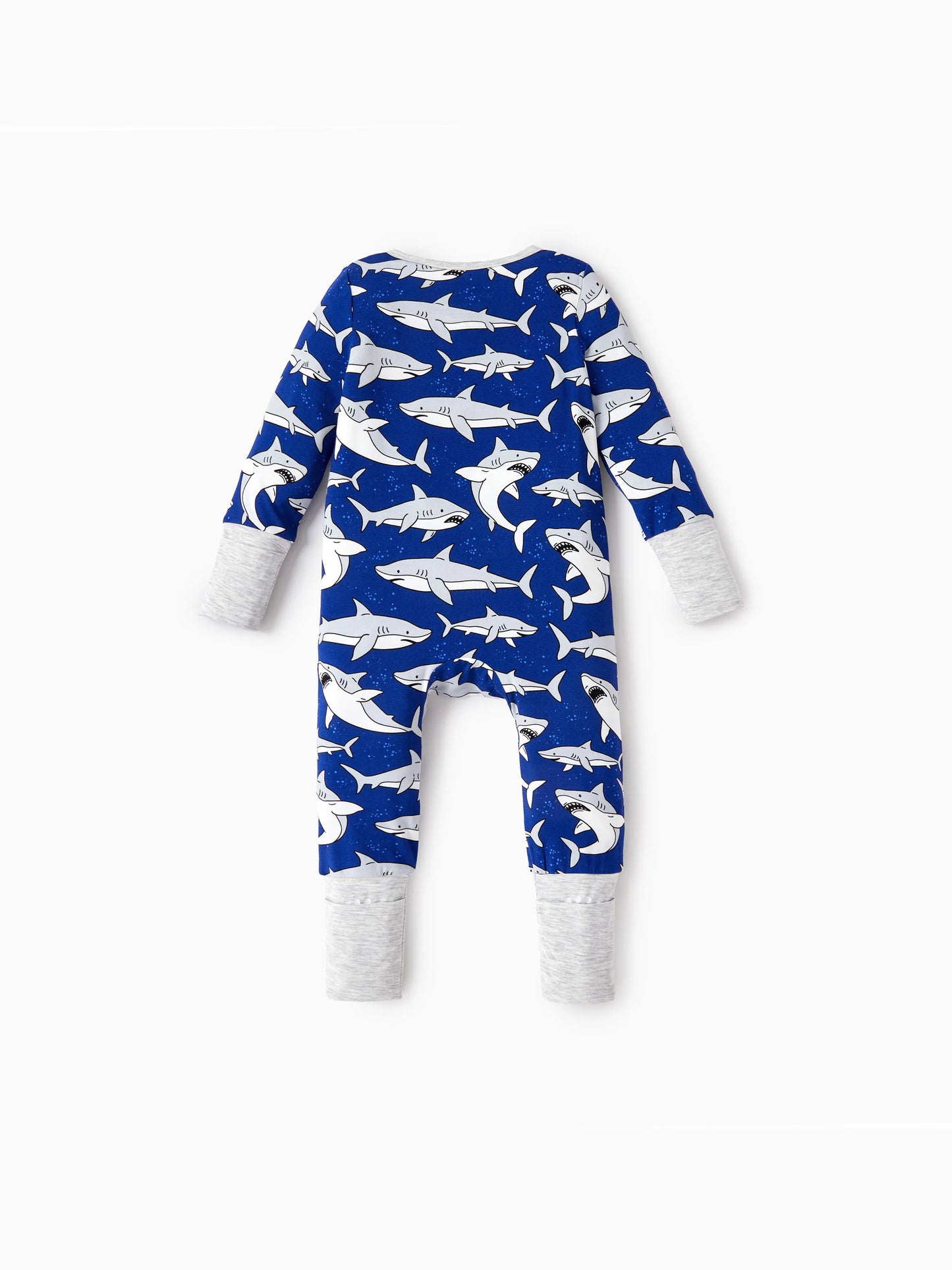 Bamboo Baby Boy/Girl Cartoon Printed 2-Way Zip Onesies Anti Slip Long-sleeve Footie Deep Blue