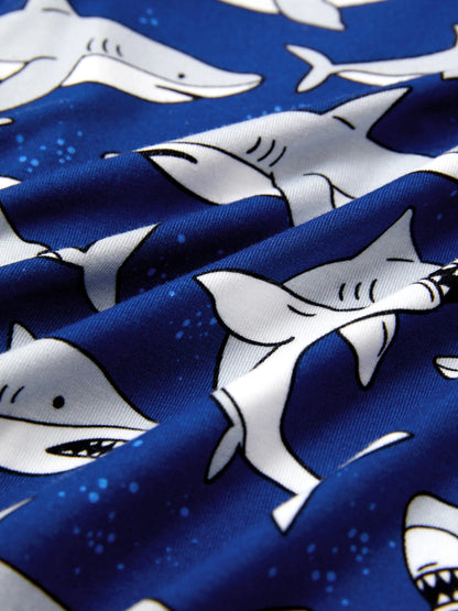 Bamboo Baby Boy/Girl Cartoon Printed 2-Way Zip Onesies Anti Slip Long-sleeve Footie Deep Blue