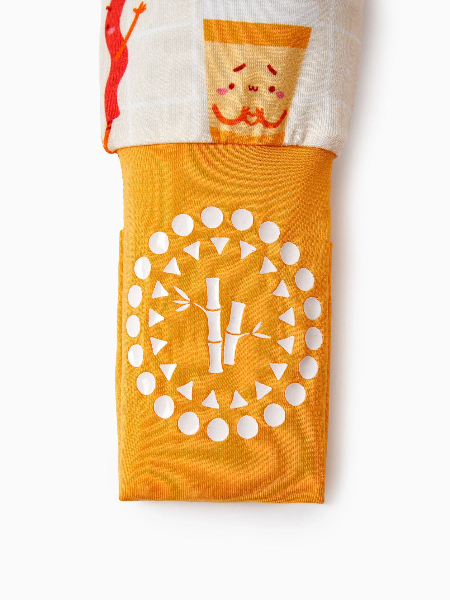 Bamboo Baby Boy/Girl Cartoon Printed 2-Way Zip Onesies Anti Slip Long-sleeve Footie Pale Yellow