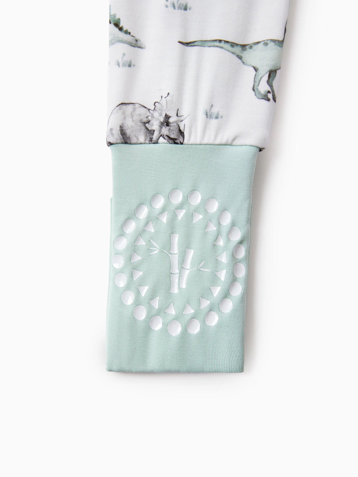 Bamboo Baby Boy/Girl 2-Pack Cute Animal Long Sleeve Romper 2-Way Zip Anti Slip Footie Pale Green