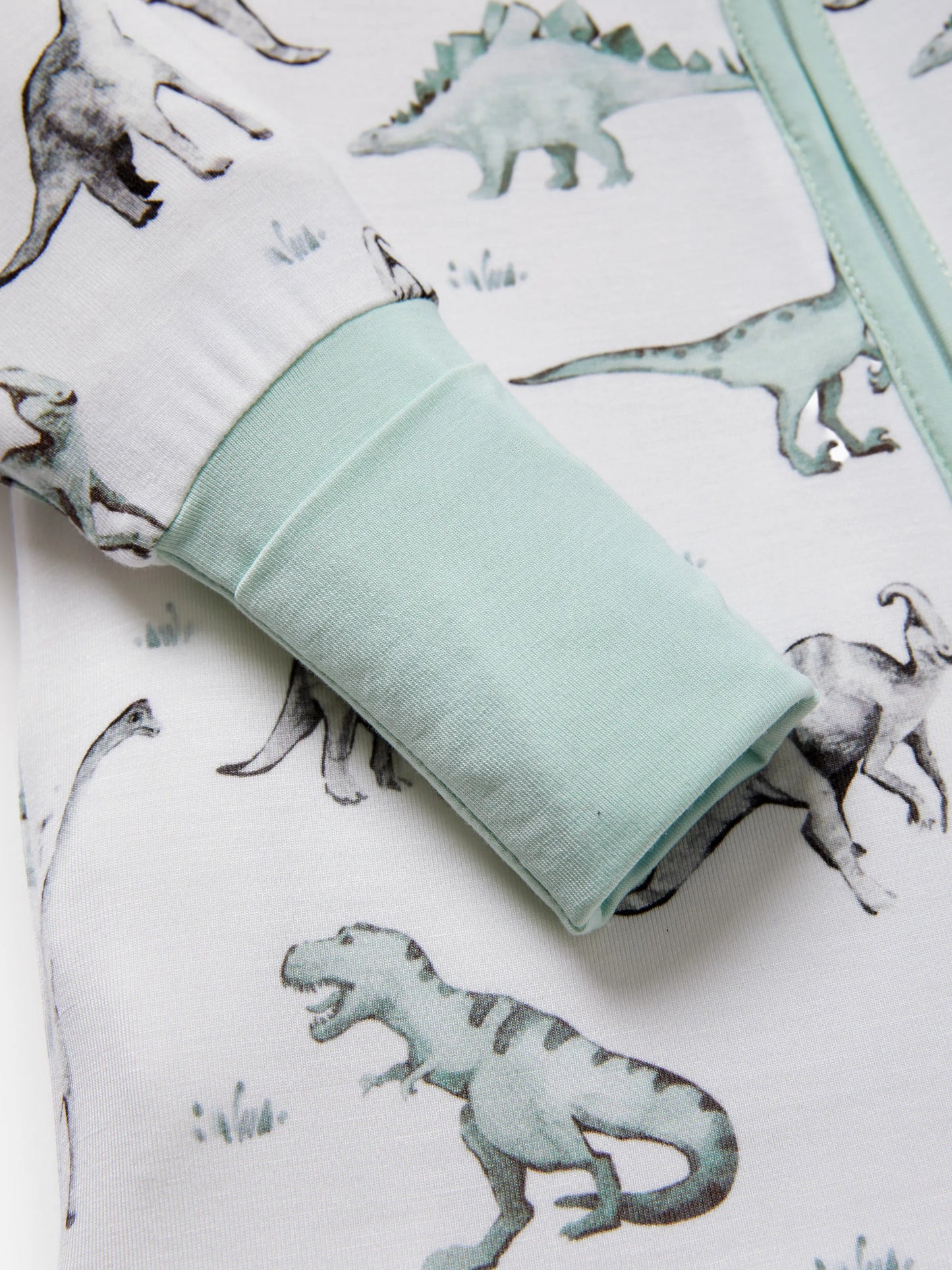 Bamboo Baby Boy/Girl 2-Pack Cute Animal Long Sleeve Romper 2-Way Zip Anti Slip Footie Pale Green