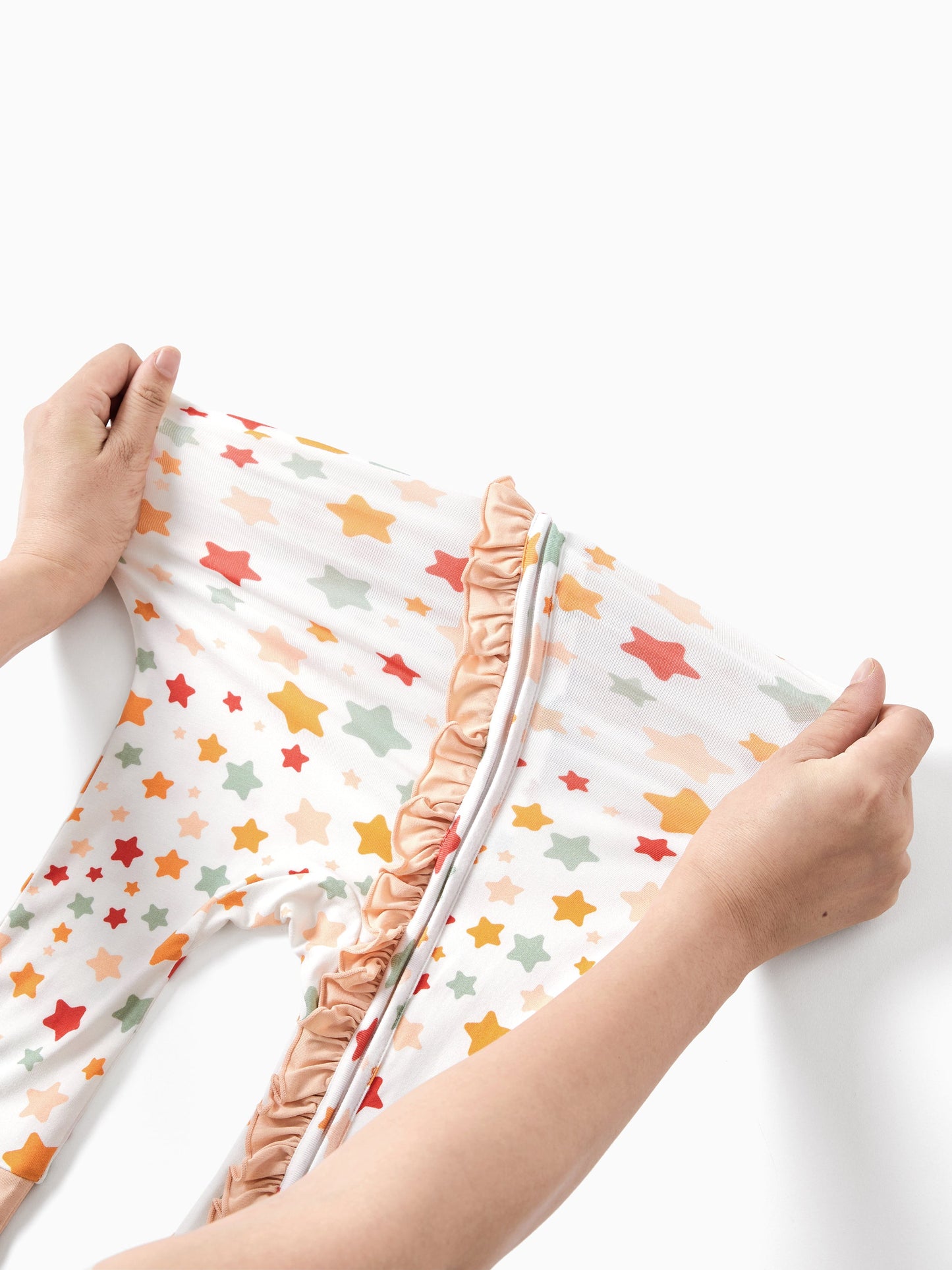 Bamboo Baby Boy/Girl Animal Printed 2-Way Zipper Anti Slip Long-sleeve Footie with/without Hairband Apricot