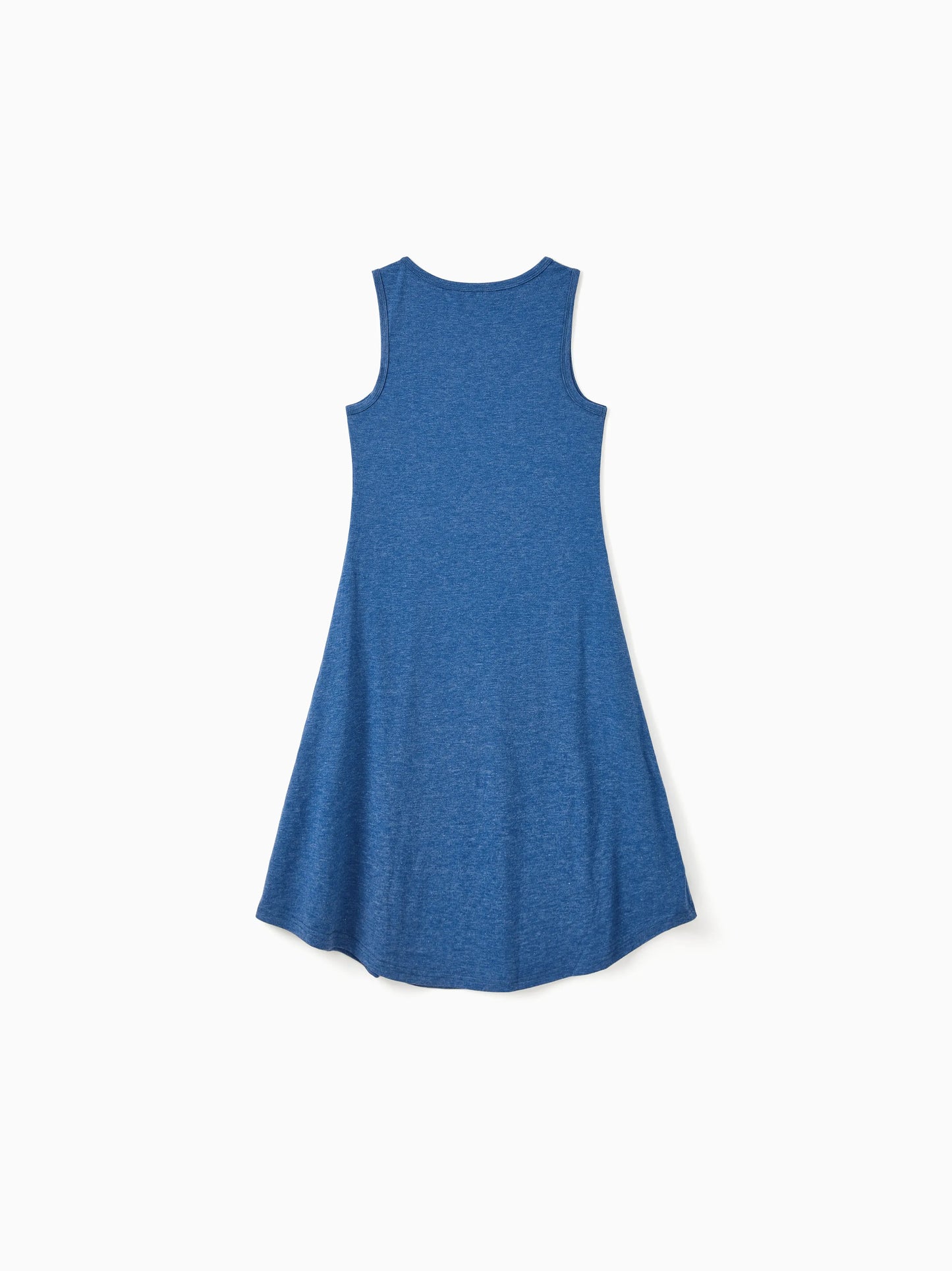 Independence Day Mommy and Me Patriotic Cherry Print Casual Sleeveless Dress Blue