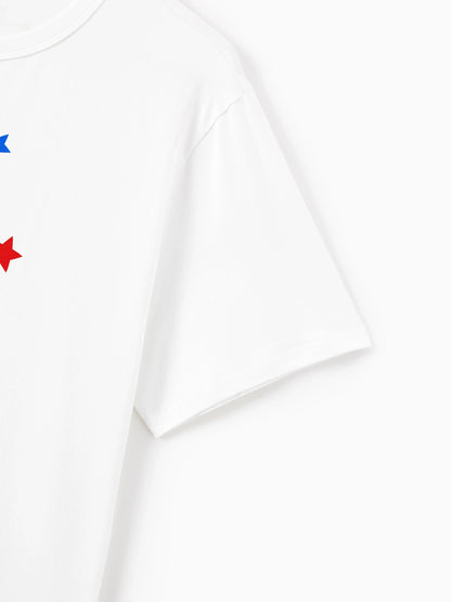 Independence Day Family Matching Patriotic Ice Cream Print Summer Cotton T-shirt & V-Neck Dresses White