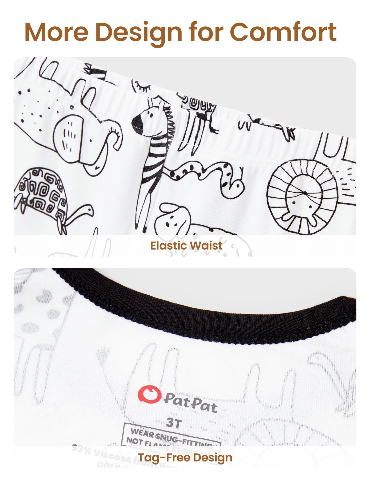 Christmas / Halloween Pajama 2-piece Bamboo Pajamas Set With Childlike Print for Baby / Toddler( Snug-Fitting) Black