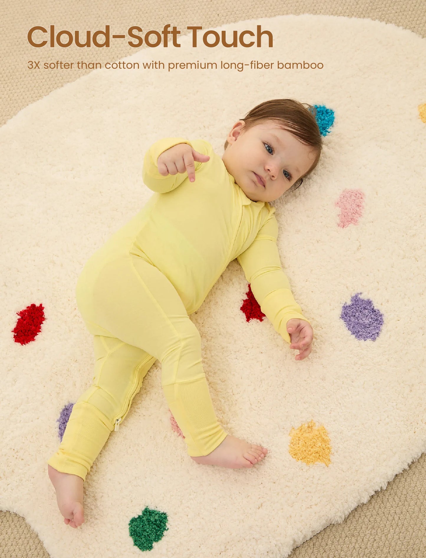 Kids Baby / Girl Bamboo Pajamas With Childlike Print (Snug-Fitting) Yellow