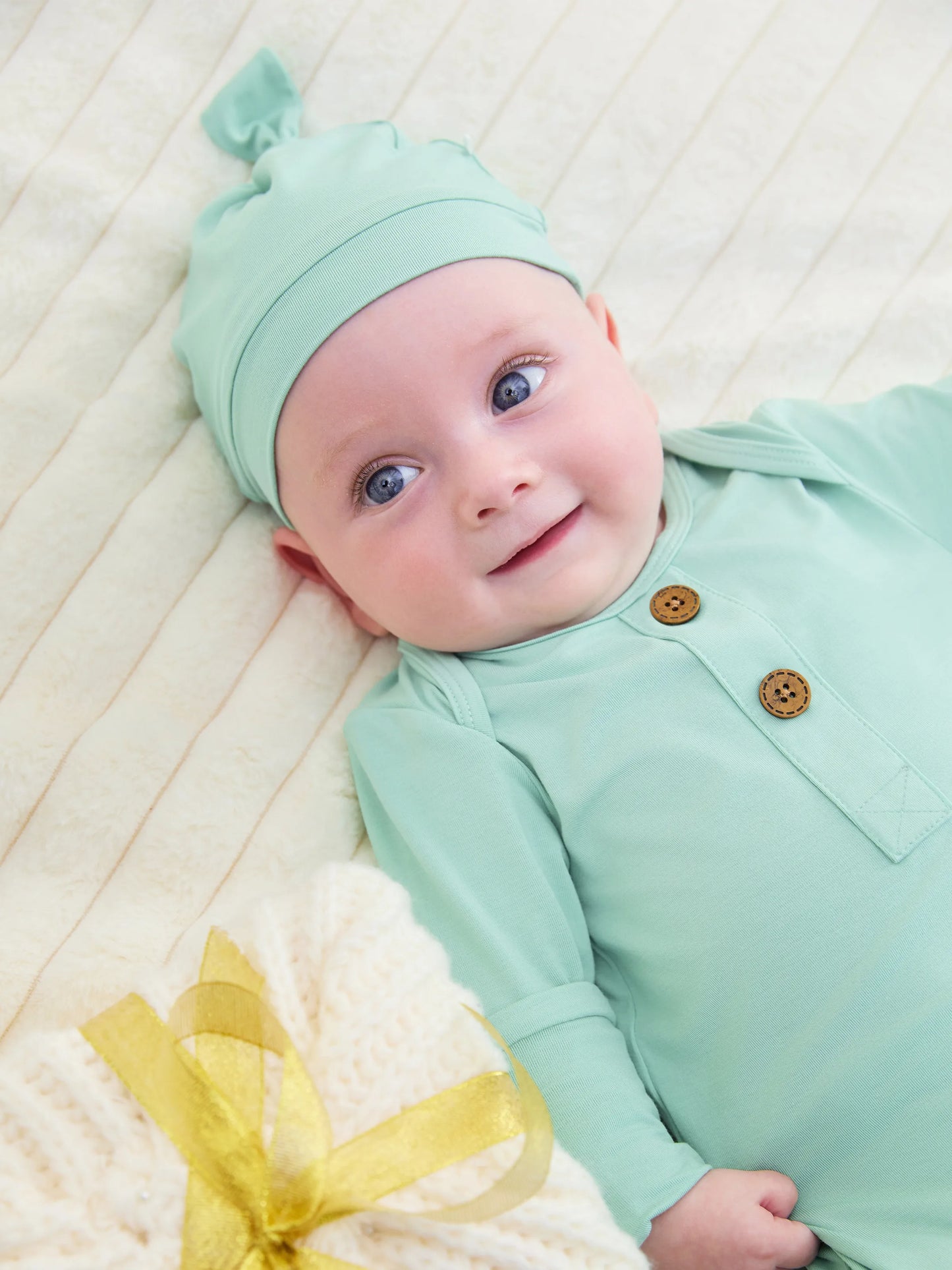 Bamboo Baby Boy/Girl Sleeping Bag Infant Gown with Hat Light Green