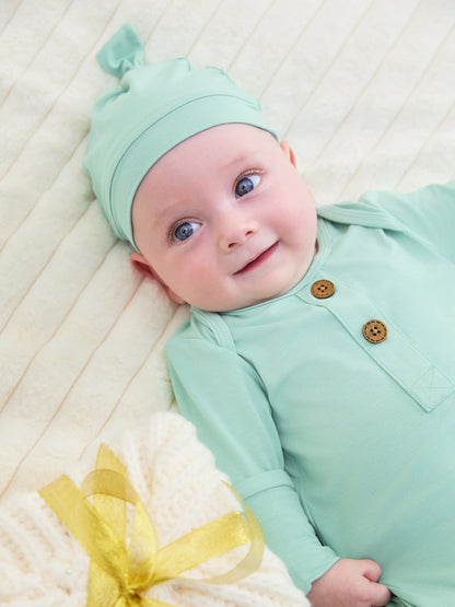 Bamboo Baby Boy/Girl Sleeping Bag Infant Gown with Hat Light Green