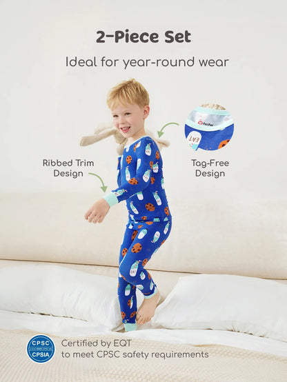 Bamboo Baby/Toddler 2-Piece Childlike Animal Print Snug-Fitting Pajamas Set Blue