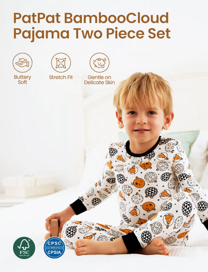 Christmas / Halloween Pajama 2-piece Bamboo Pajamas Set With Childlike Print for Baby / Toddler( Snug-Fitting) Orange