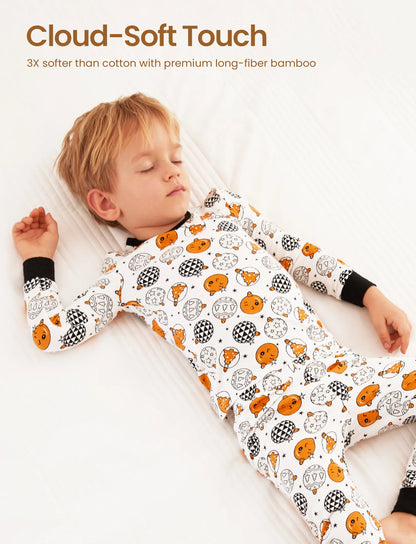 Christmas / Halloween Pajama 2-piece Bamboo Pajamas Set With Childlike Print for Baby / Toddler( Snug-Fitting) Orange