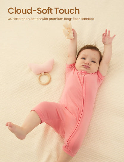 Bamboo Baby Boy / Girl 2-Way Zip Onesies Anti Slip Childlike Food Pattern Bamboo Sleepwear (Snug-Fitting)
 Pink