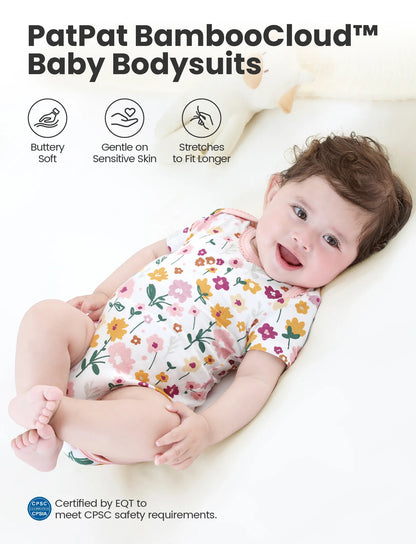 Bamboo Baby Boy/Girl 2-Pack Solid&Printed Rompers Set Pink