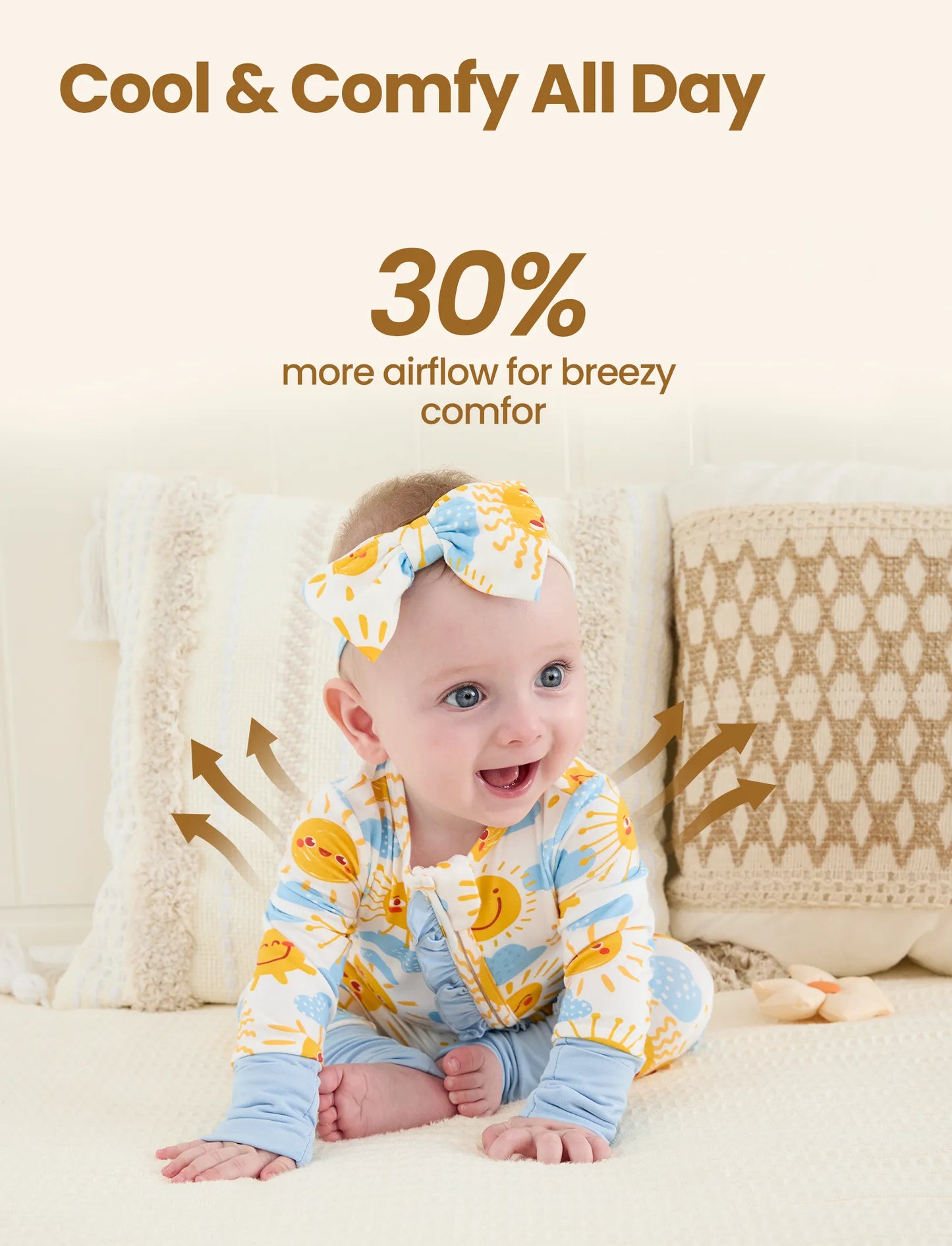 Bamboo Baby Boy/Girl Animal Printed 2-Way Zipper Anti Slip Long-sleeve Footie with/without Hairband Light Blue