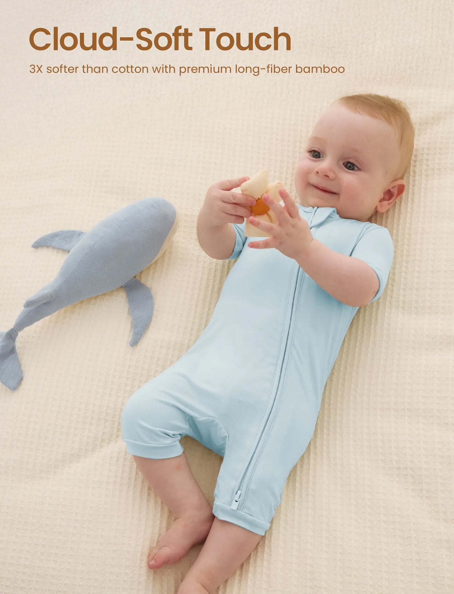 Bamboo Baby Boy / Girl 2-Way Zip Onesies Anti Slip Childlike Food Pattern Bamboo Sleepwear (Snug-Fitting)
 Turquoise
