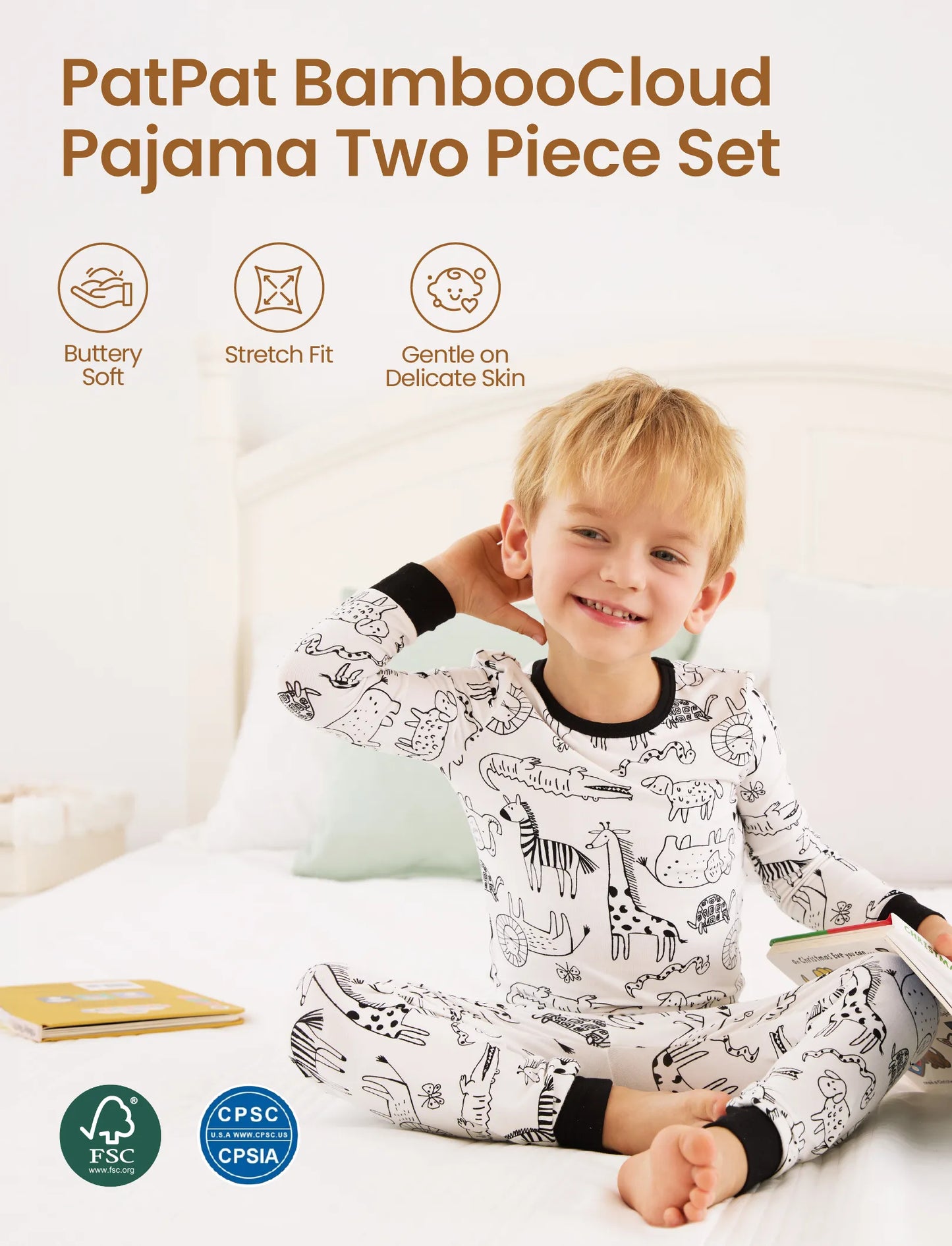 Christmas / Halloween Pajama 2-piece Bamboo Pajamas Set With Childlike Print for Baby / Toddler( Snug-Fitting) Black