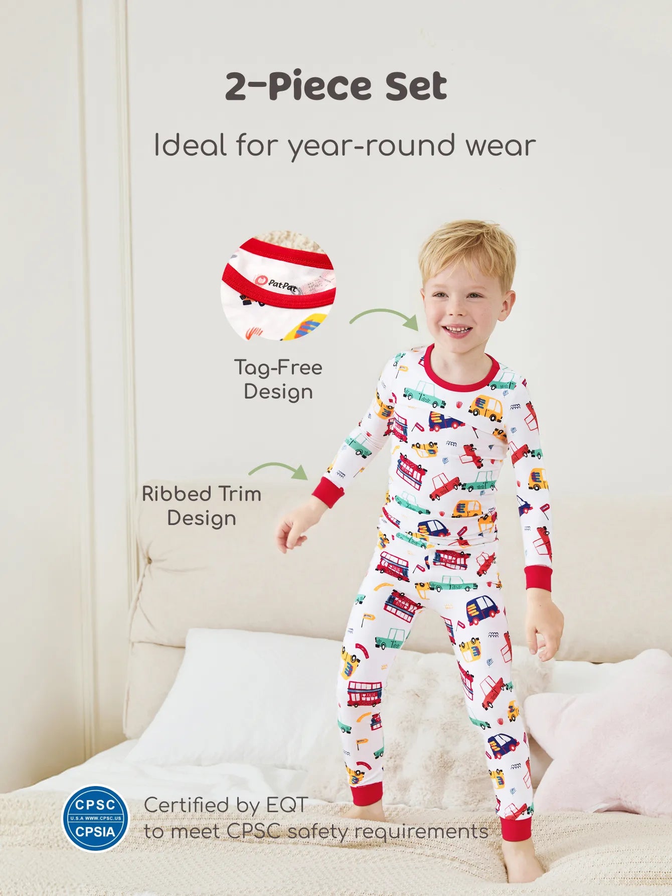 Bamboo Baby/Toddler 2-Piece Childlike Animal Print Snug-Fitting Pajamas Set Red