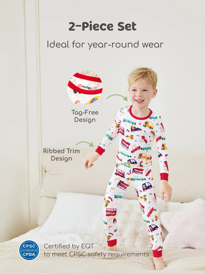 Bamboo Baby/Toddler 2-Piece Childlike Animal Print Snug-Fitting Pajamas Set Red