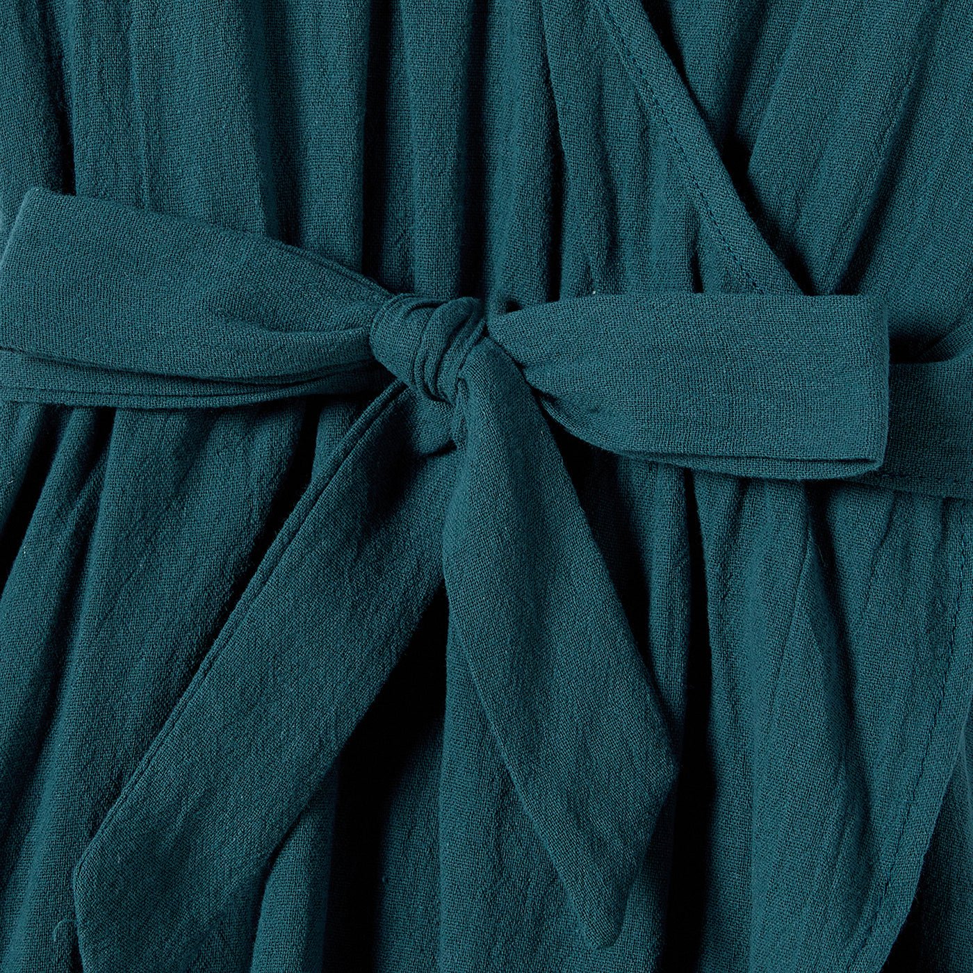 100% Cotton Family Matching Short-sleeve Belted Wrap Dresses and Color Block T-shirts Sets - 20638933