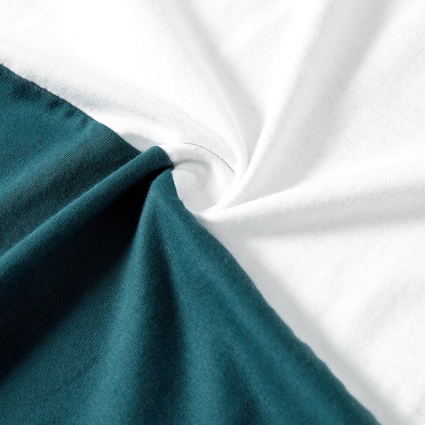 100% Cotton Family Matching Short-sleeve Belted Wrap Dresses and Color Block T-shirts Sets - 20638933
