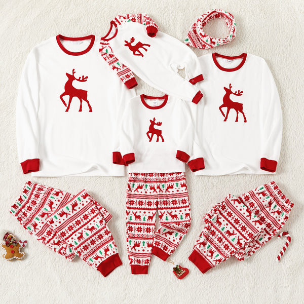 Christmas Family Matching Reindeer Print Long-sleeve Pajamas Sets(Flame resistant)