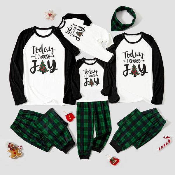 Christmas  Family Matching Letters & Tree Print Long-sleeve Pajamas Sets(Flame resistant)