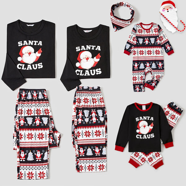 Christmas Family Matching Santas & Snowflake Print Pajamas Sets(Flame Resistant)