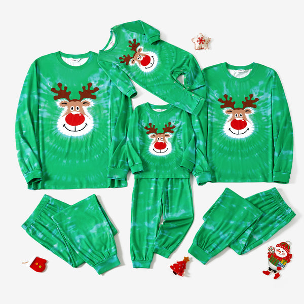 Christmas Family Matching Reindeer Print Long-sleeve Pajamas Sets(Flame resistant)