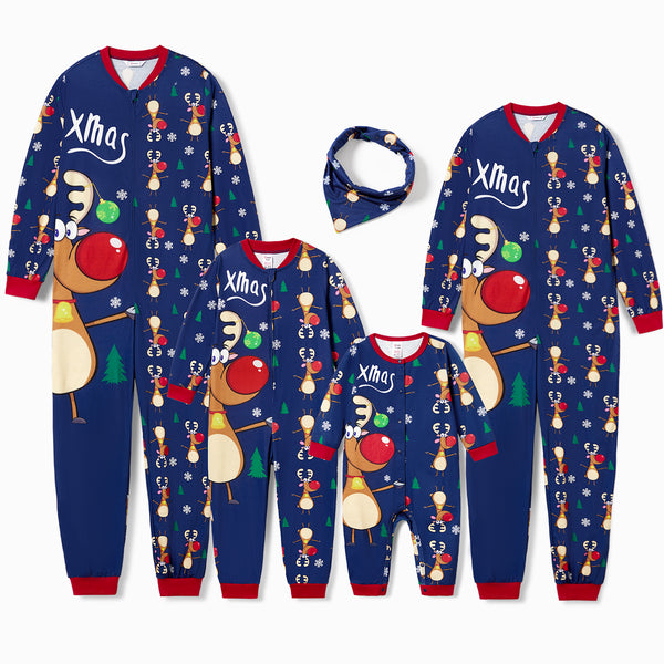 Christmas Family Pajamas Set with Medium Thickness and Opaque Polyester and Spandex Fabric