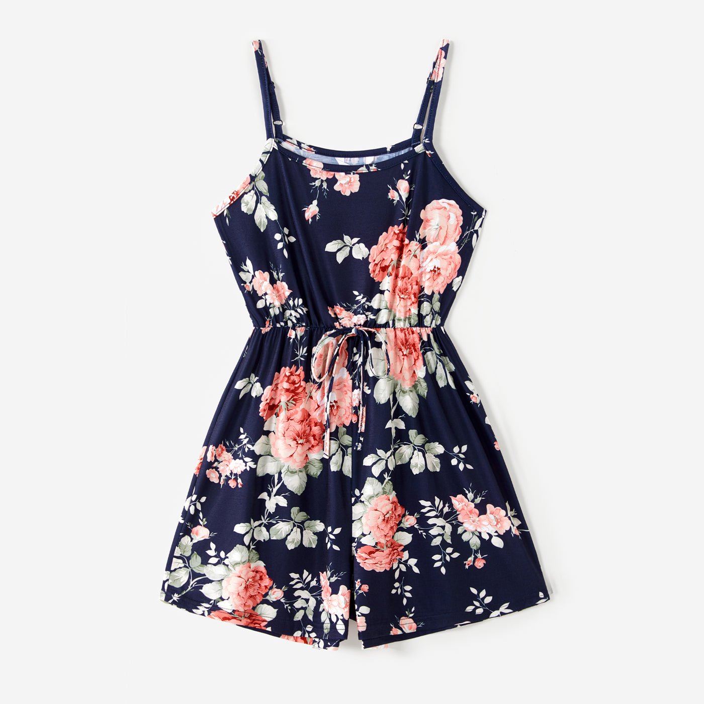 All Over Floral Print Blue Spaghetti Strap Romper Shorts for Mom and Me - 20346326