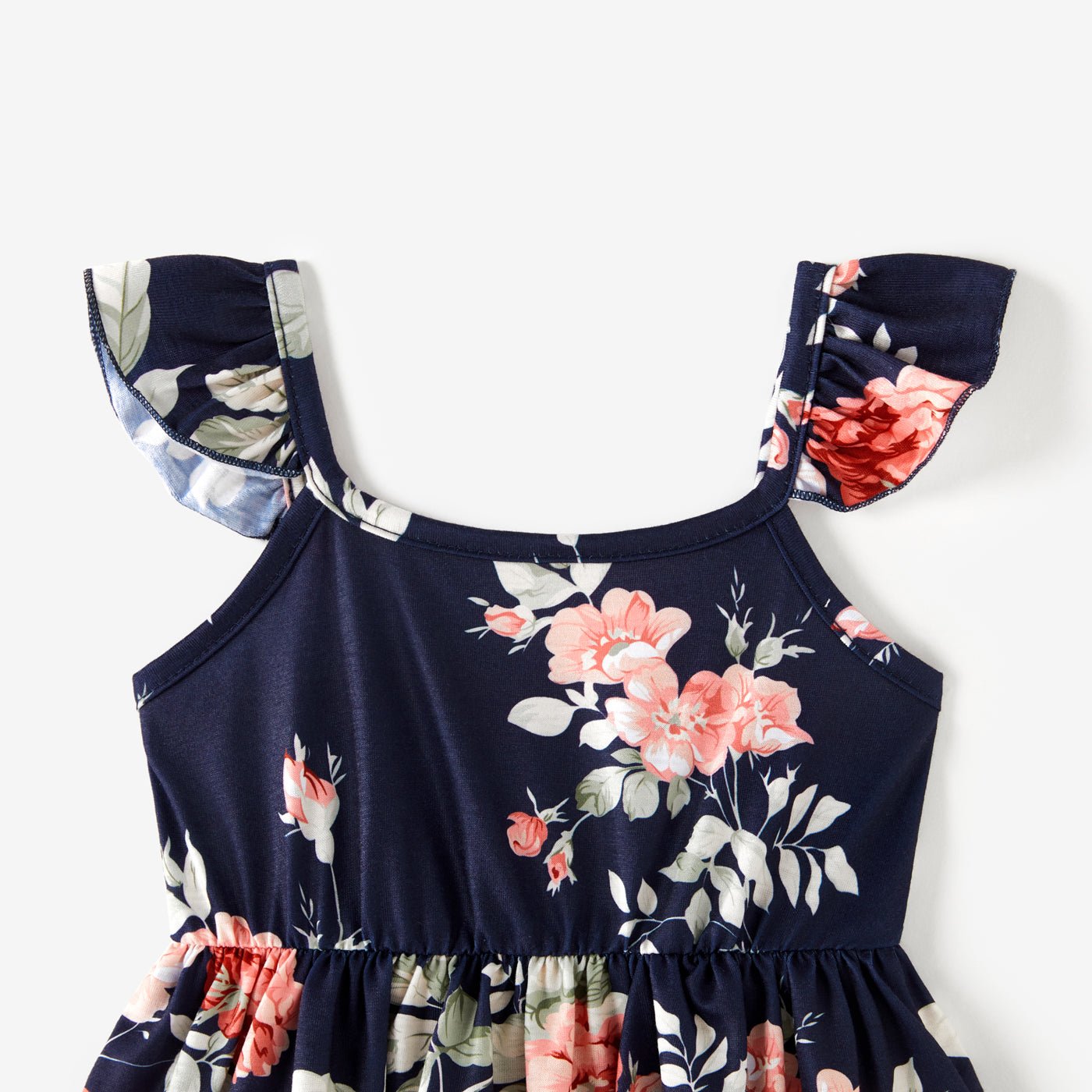All Over Floral Print Blue Spaghetti Strap Romper Shorts for Mom and Me - 20346326