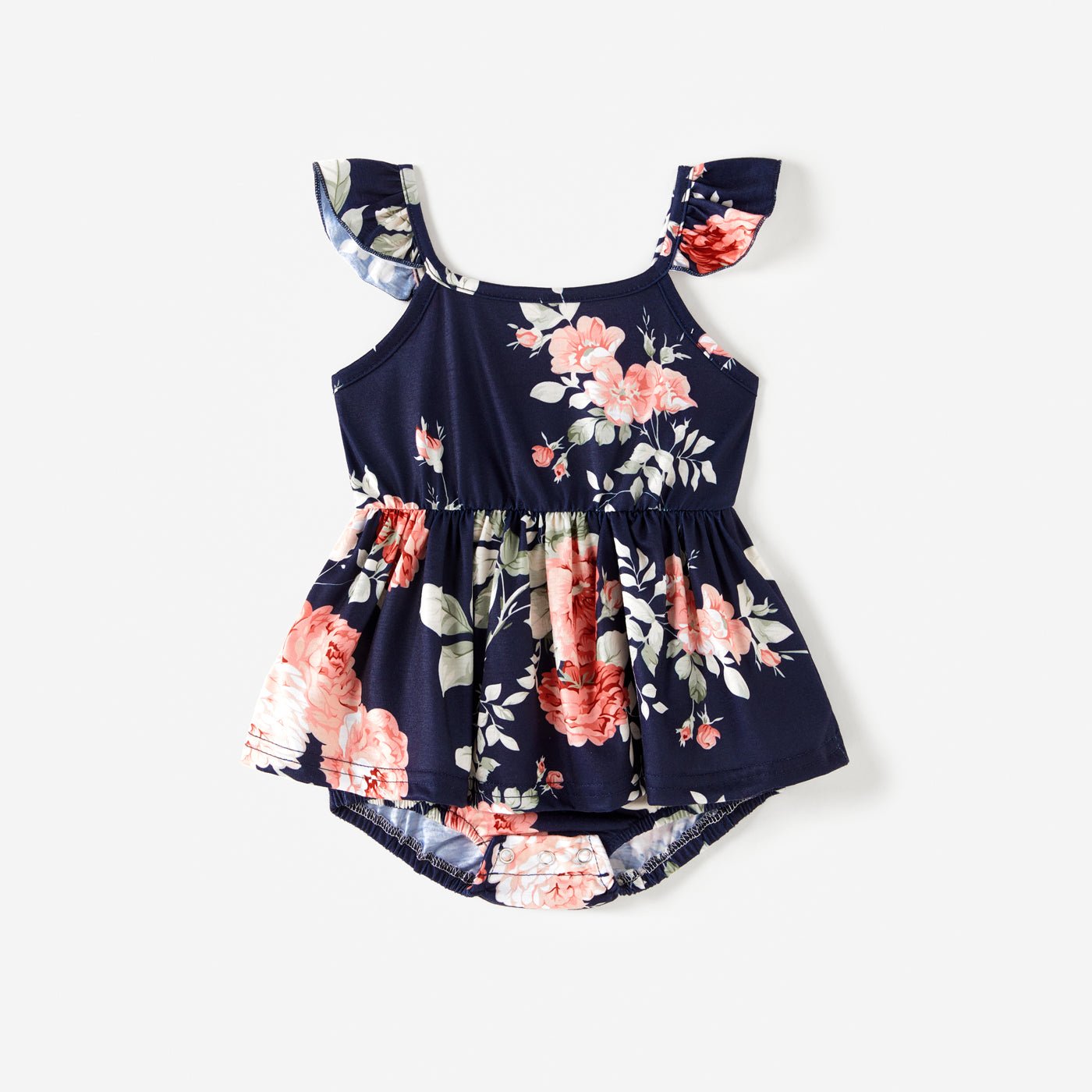 All Over Floral Print Blue Spaghetti Strap Romper Shorts for Mom and Me - 20346326