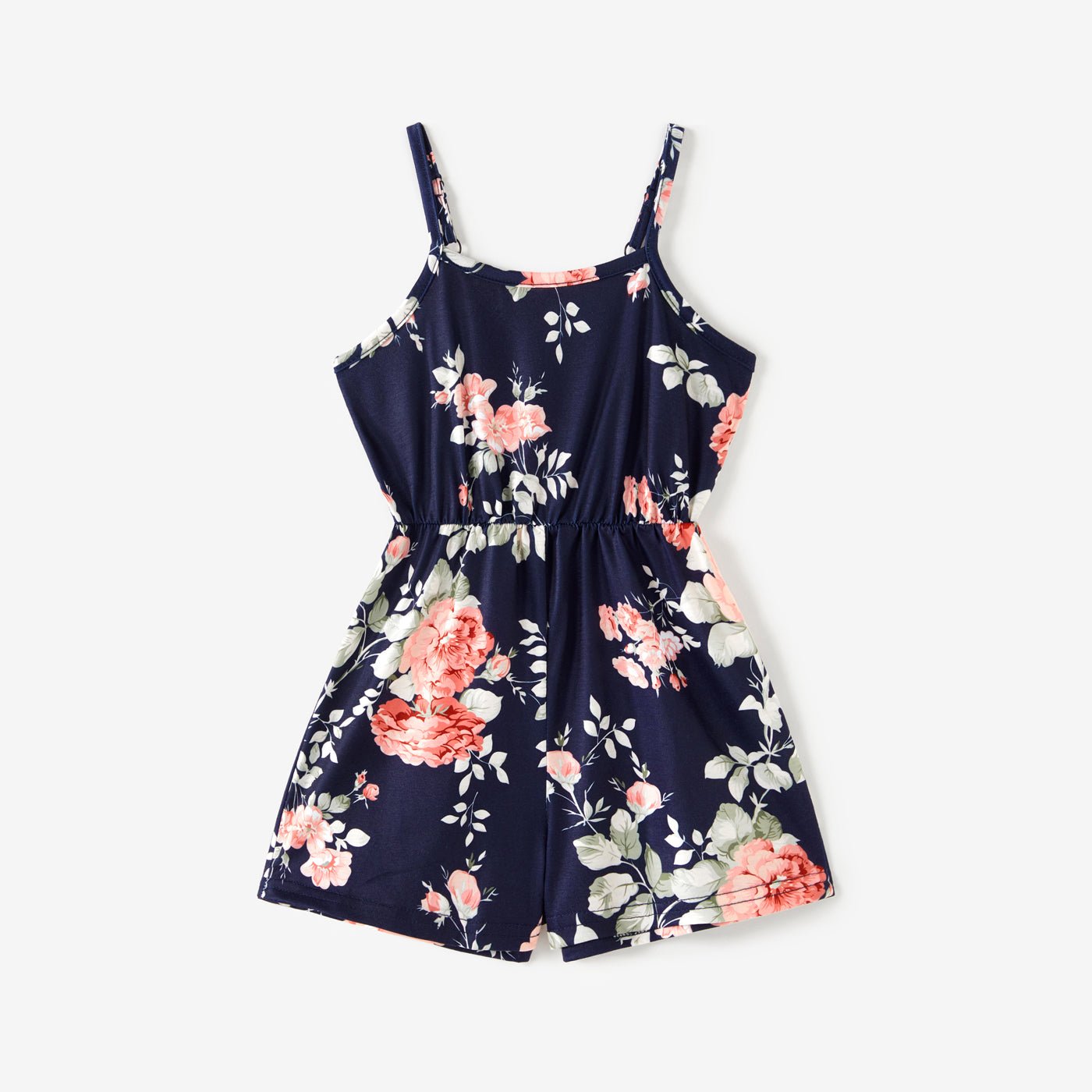 All Over Floral Print Blue Spaghetti Strap Romper Shorts for Mom and Me - 20346326