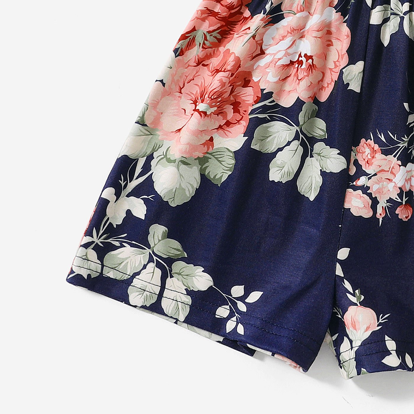 All Over Floral Print Blue Spaghetti Strap Romper Shorts for Mom and Me - 20346326